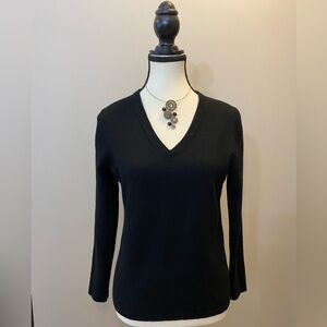 Lord & Taylor Black Extra Fine Merino Wool Sweater best fit size S/M
